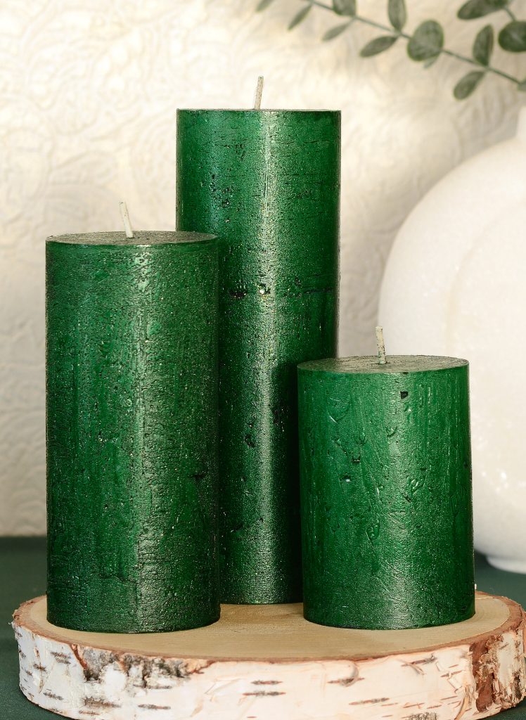 zielone świece rustykalne